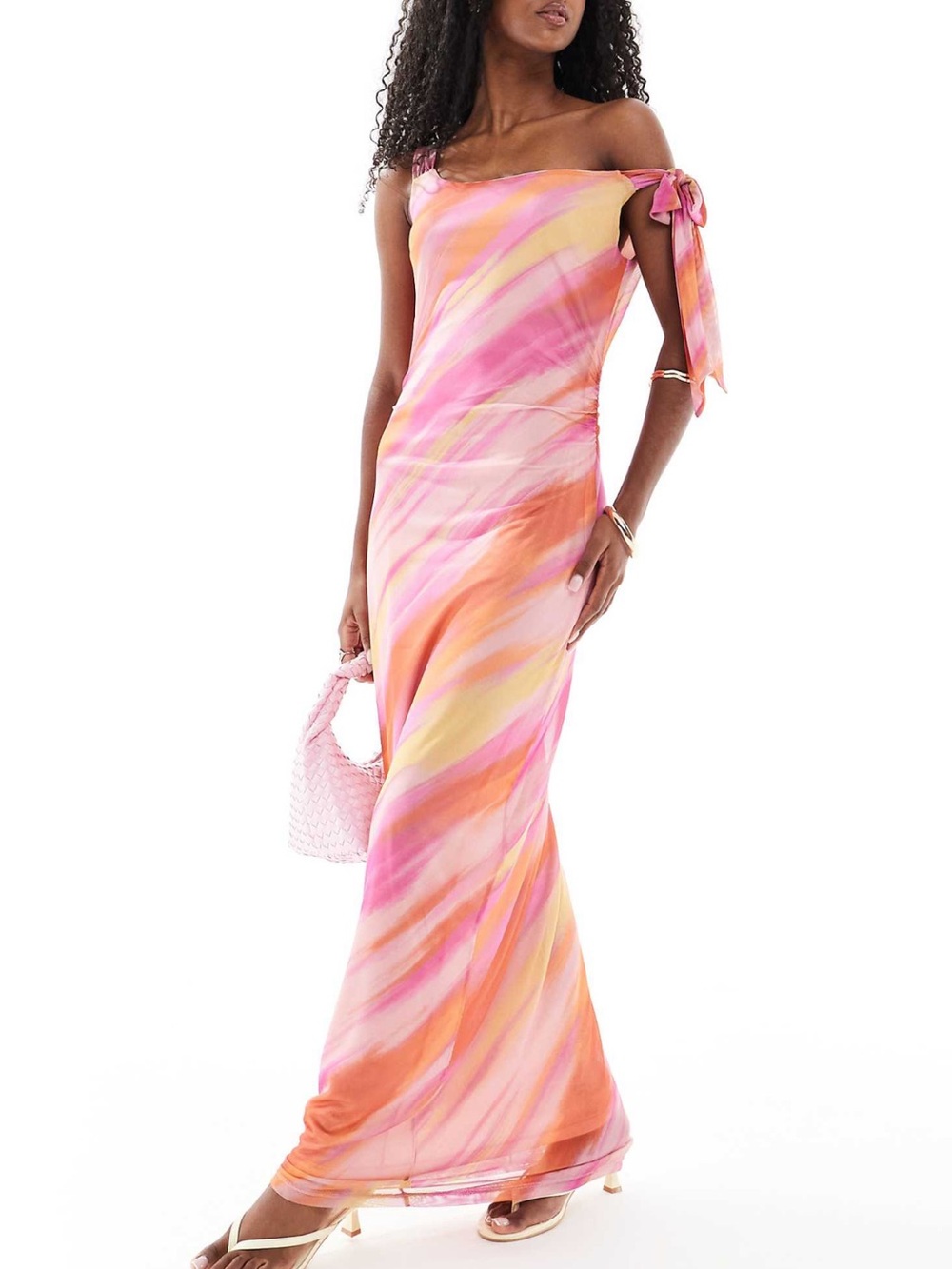 Vero moda tie dye print mesh maxi dress